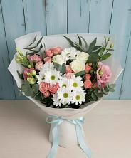 Букет цветов из:  Розы, Лизиантусы и Хризантемы в Шараповой Охоте