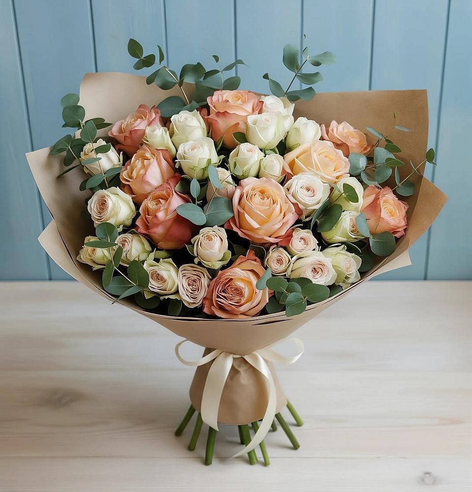 Букет цветов из: Альстромерии и Розы в Шараповой Охоте