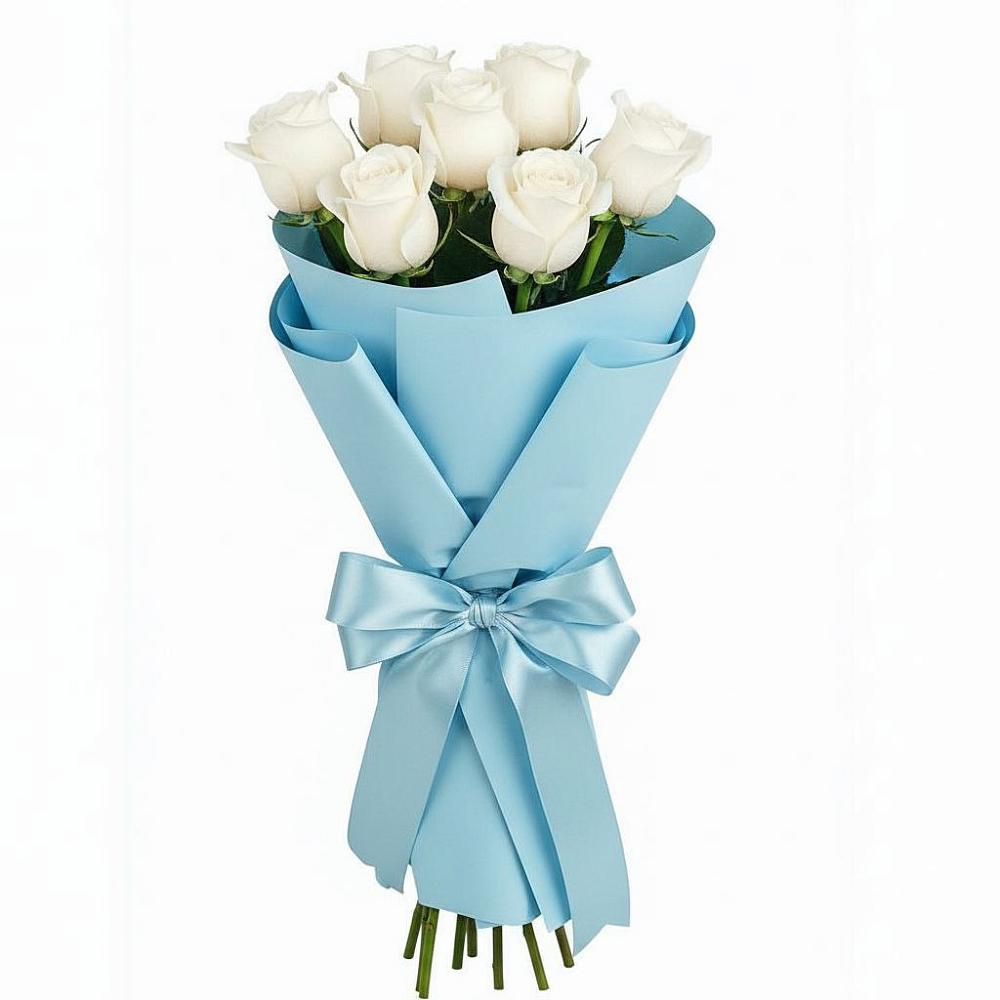 Букет 7 белых роз Проуд в Шараповой Охоте