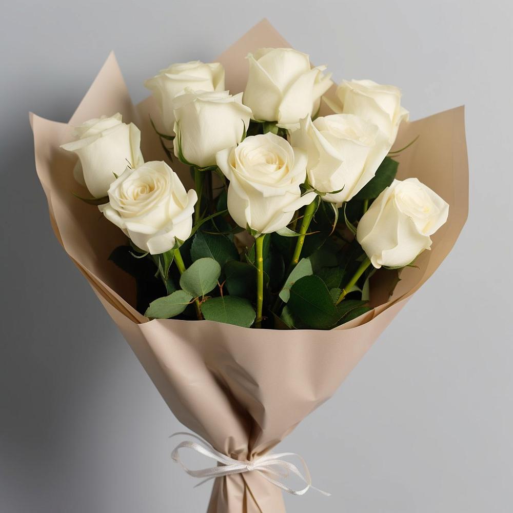 Букет 9 Белых роз Эдлесс Лав в Шараповой Охоте