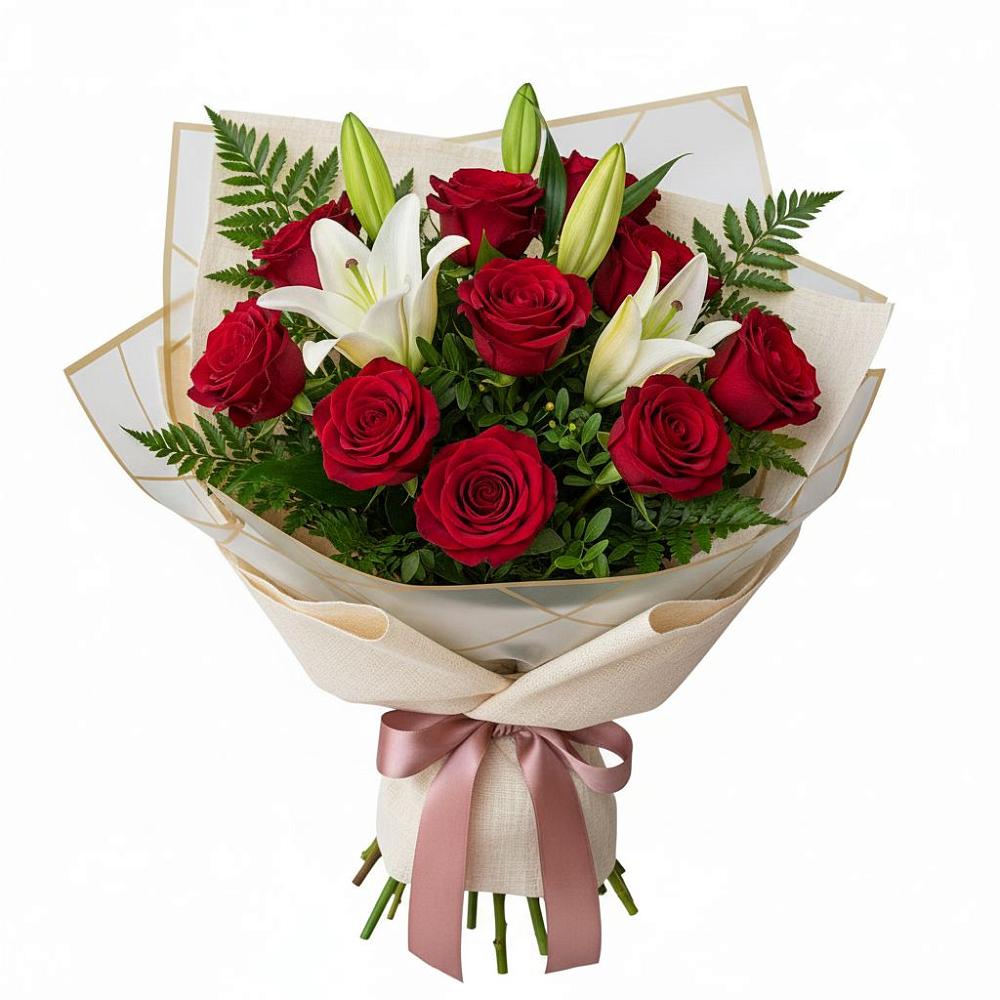 Букет цветов из: Лилии и Розы в Шараповой Охоте