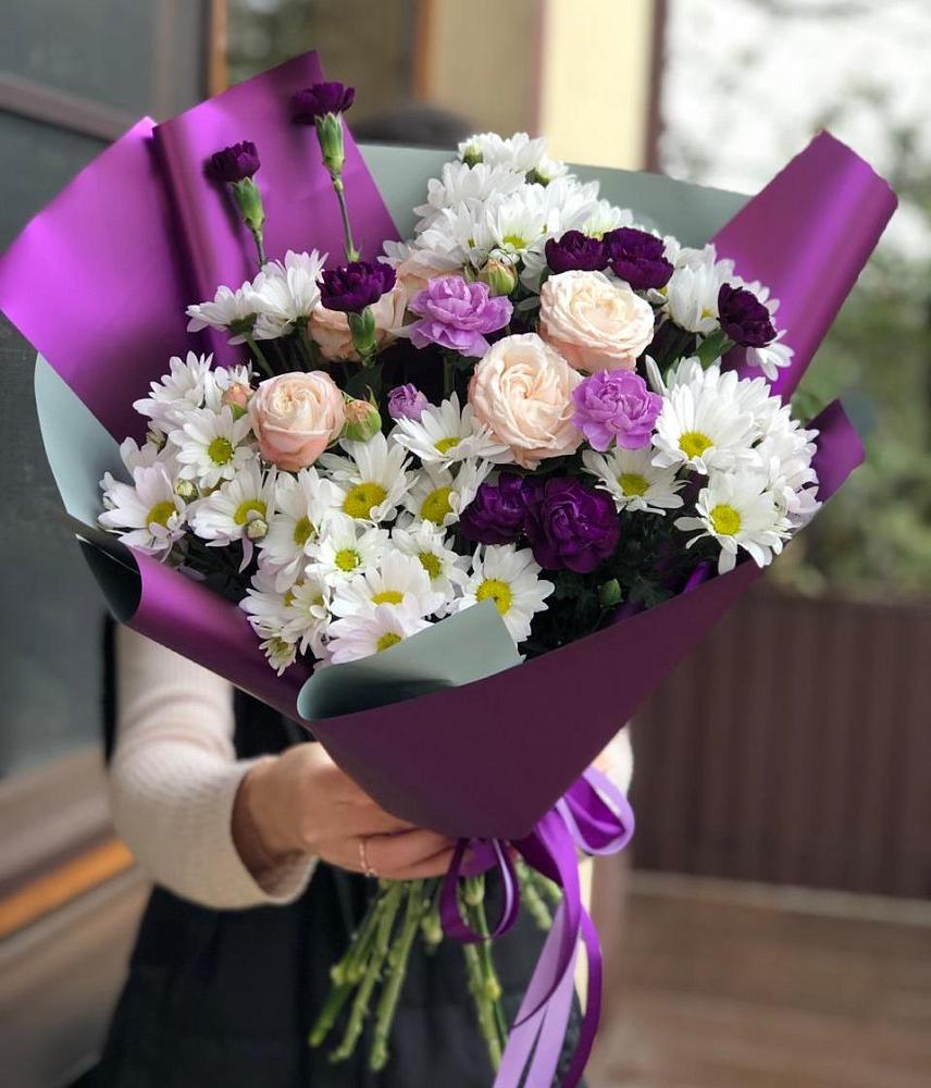 Букет цветов из: Хризантемы, Гвоздики и Розы в Шараповой Охоте