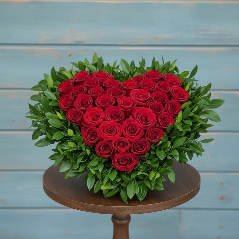 Цветочная композиция из Розы в виде сердца в Шараповой Охоте