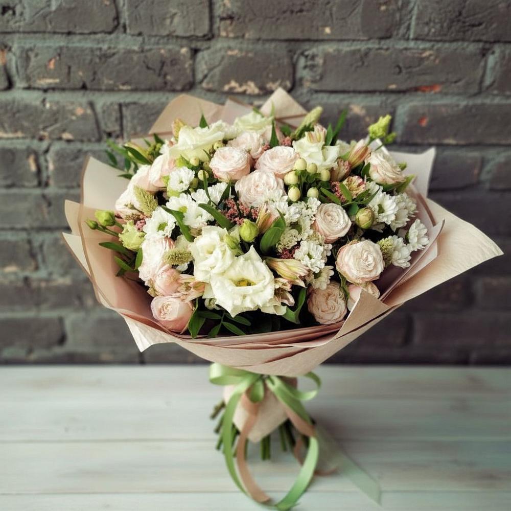Букет цветов из: Альстромерии, Розы и Хризантемы в Шараповой Охоте