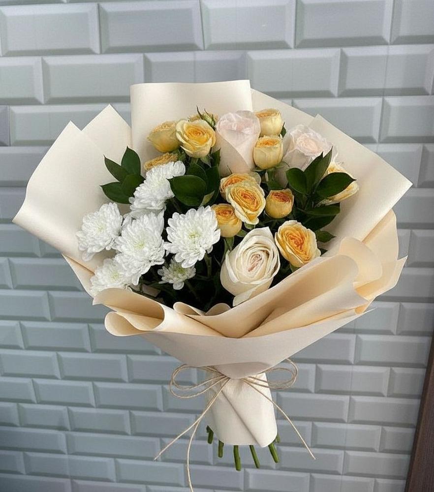 Букет цветов из: Розы и Хризантемы в Шараповой Охоте