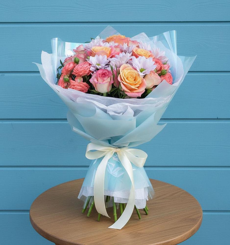 Букет цветов из: Хризантемы и Розы в Шараповой Охоте