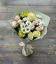 Букет цветов из:  Альстромерии, Розы и Хризантемы в Шараповой Охоте
