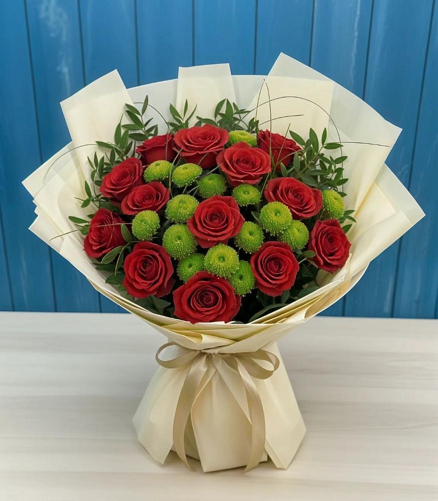 Букет цветов из: Розы и Хризантемы в Шараповой Охоте